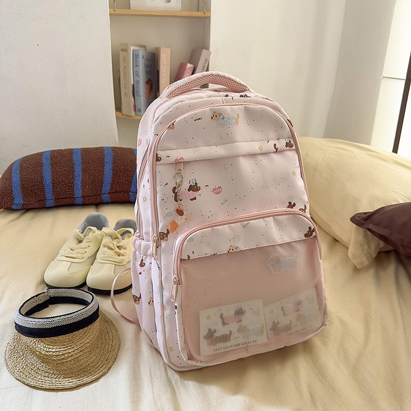 Campus schoolbag female junior high school student cute animal print backpack large capacity fresh and sweet high school student backpack