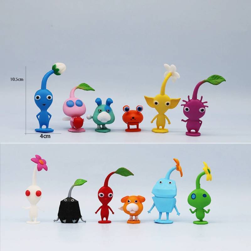 Набор коллекционных ПВХ фигурок Pikmin для фанатов игры с подставкой для демонстрации