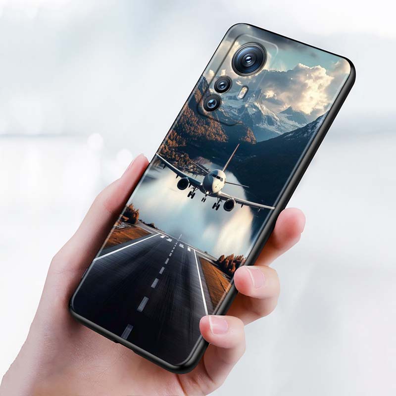 Модный чехол для телефона с рисунком самолета для Xiaomi Mi 15 14 13 13T 12 12T 12S 11 11i 11T Pro Ultra Lite 5G Черный Мягкий