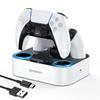 NEWDERY PS5 Controller Charging Rapid Can Charge 2 Devices Charges Just Place Overcharge Cable LED Indicator Lamp White Stand, Charging,