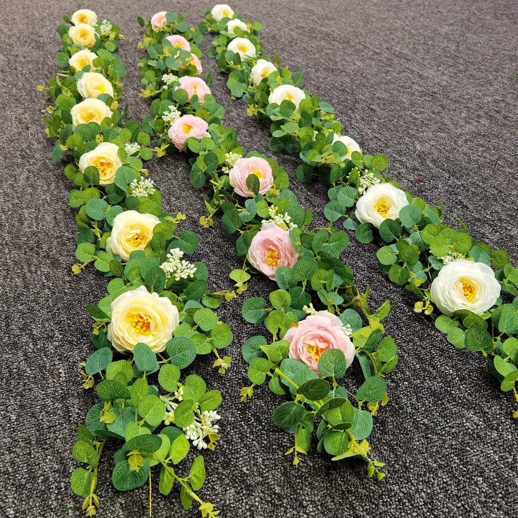 Шелковые искусственные цветы, виноградная лоза, подвесные цветы для стены, рождественские искусственные растения из ротанга, гирлянда из листьев