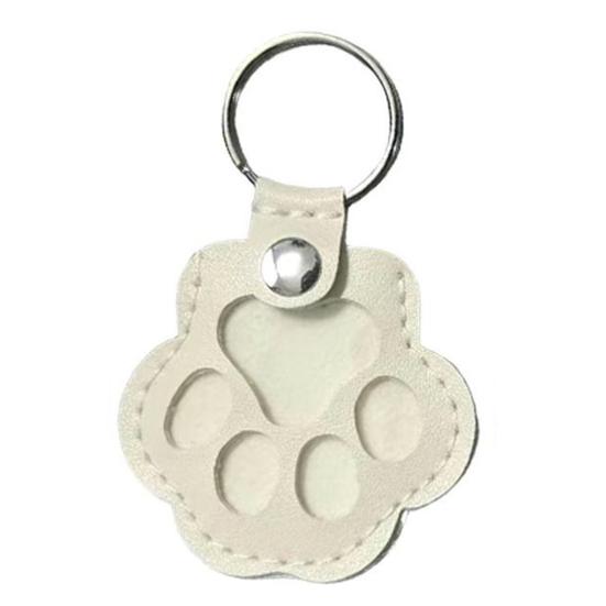 Pet Hair Storage Keychain Faux Leather Paw Shape Fillable Pendant Keychain with Keyring Pet Memorial Keychain Keepsake Gift for Dog Cat Lovers