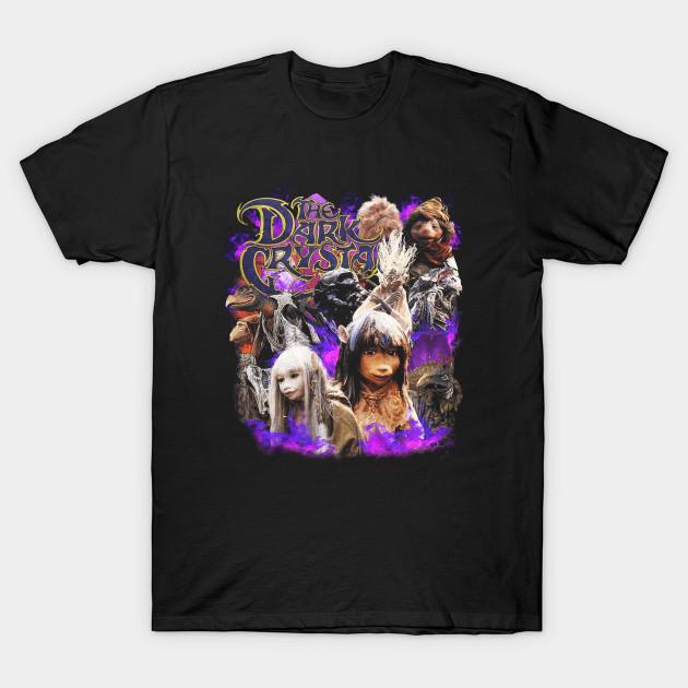 Men Black Print T-shirt Dark Crystal No-Cut Heat Transfer Print Cotton Tshirt