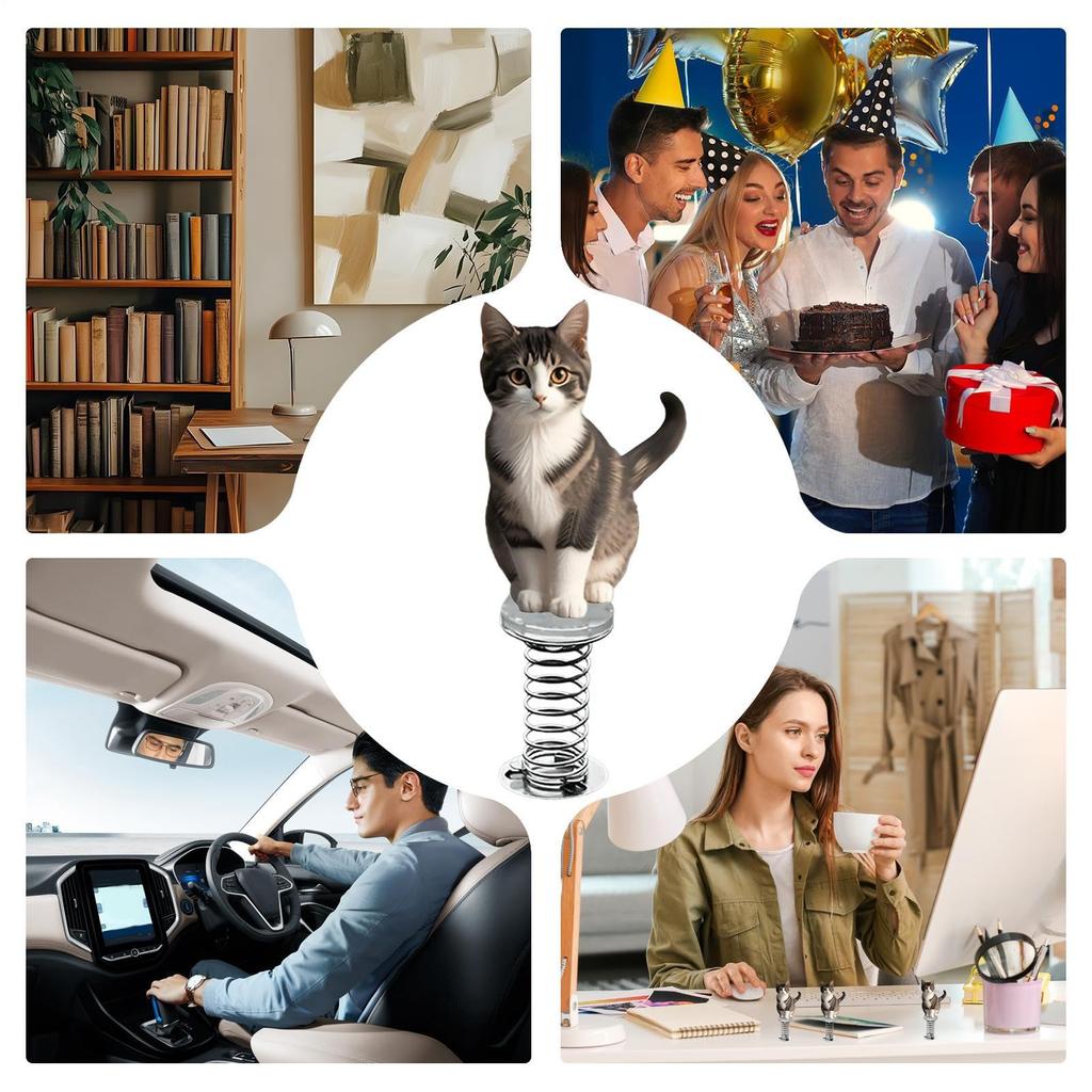 Cute Dashboard Car Accessory - 2D Cat Head Ornament, Dashboard Desk Figure, Perfect for