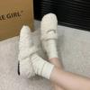Мода Зима Новая Мода Белая Пушистая Шапка-Бини Обувь Женская Одежда Французский Стиль Плюс Флис Хлопковая Обувь Женская Фея Однотонные Туфли Мэри Джейн