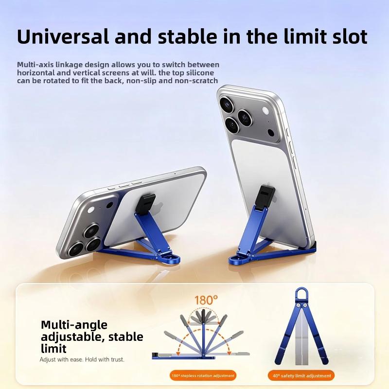 Mini Foldable Keychain Phone Stand Adjustable Lightweight Scratch Resistant Holder for Desk Live Streaming Outdoor Video Shooting