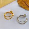 Korean Minimalist Titanium Steel Open Ring with Steel Ball - Trendy High-End Cold Style Couple's Jewelry