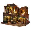 Retro DIY Wooden Puzzle City Dollhouses Miniature Kits With Furniture LED Light Home Decoration For Adult Handmade Gifts