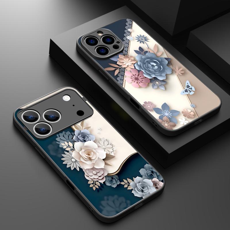 Полупрозрачный Матовый Магнитный Чехол Для iPhone 17 16 15 Pro 14 13 Pro Max 16e 17e Для Magsafe Элегантный 3D Цветочный Жесткий Поликарбонатный Задний Чехол