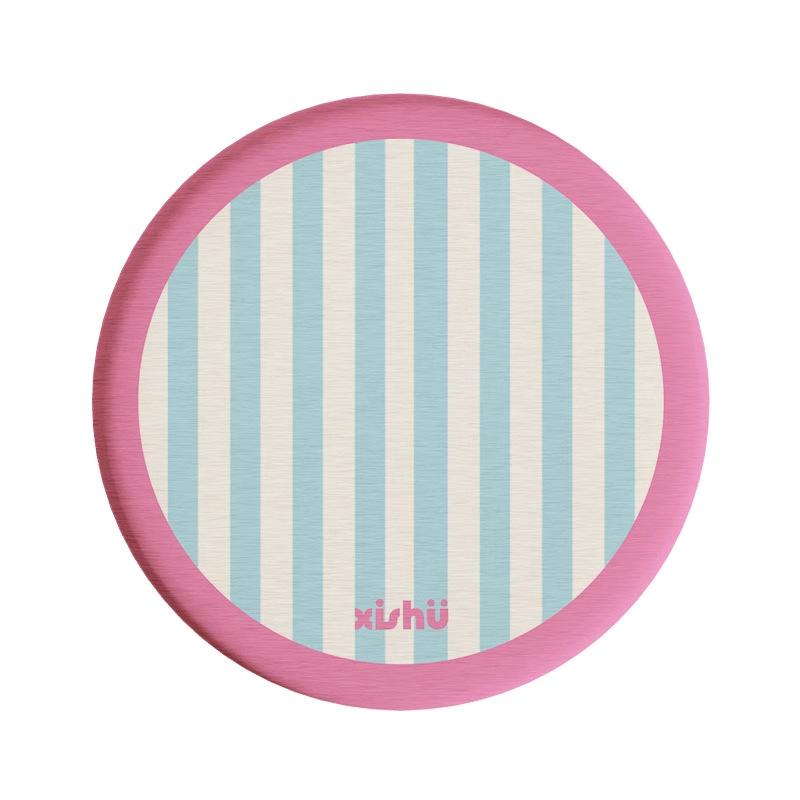 Round plaid hard diatom mud coffee tea coaster thermal insulation pad office non-slip absorbent pad