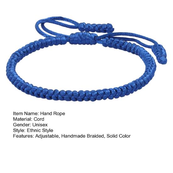 Unisex Hand Rope Adjustable Handmade Braided Solid Color Thick Anti-break Lightweight Stackable Wristband Symbolic Colors