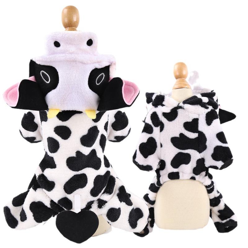 Autumn and Winter Dog Coral Fleece Cat Clothes, Pet Clothes, Cow Cat Transformed Into Cartoon Medium-sized Dog Supplies