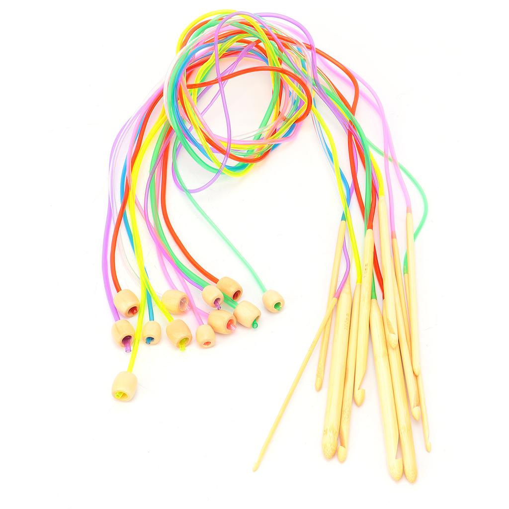 Тунисский крючок для вязания крючком из карбонизированного бамбука, круговая вязка с бусинами для ковров