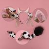 Faux Fur Animal Headbands Furry Cow Ears Headwear Tail Set Kawaii Hair Hoop for Halloween Cosplay Party Supplies