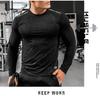 Мужская спортивная одежда Футболки для спортзала Компрессионные быстросохнущие рубашки с длинными рукавами для бега Спортивный топ с круглым вырезом