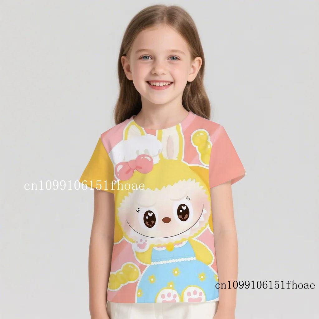 Miniso's Labubu Cute Cartoon Collaboration for Boys Girls Students and Children a Refreshing Fashionable and Versatile T-shirt