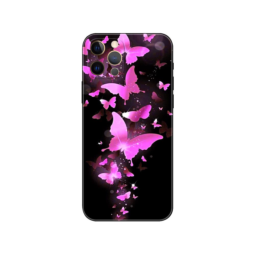 Чехол для телефона 'Цветок бабочки' для iphone 5 5s 2020se 6 6s 7 8 plus x 10 XR XS 11 12 13 mini pro MAX черный ТПУ задняя крышка