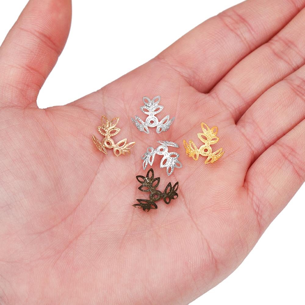 100 шт./лот 16x16 мм металлик KC золото три листа бусины-разделители торцевая крышка для изготовления ювелирных изделий своими руками принадлежности для браслета