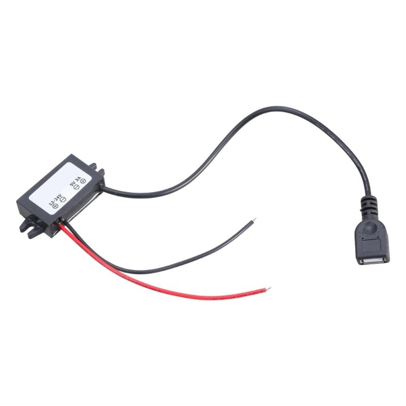 DC12V 24V Понижающий до 5V 3A USB Преобразователь Питания USB Автомобильное Зарядное Устройство Совместимо для Зарядки Электроники 13см Вход