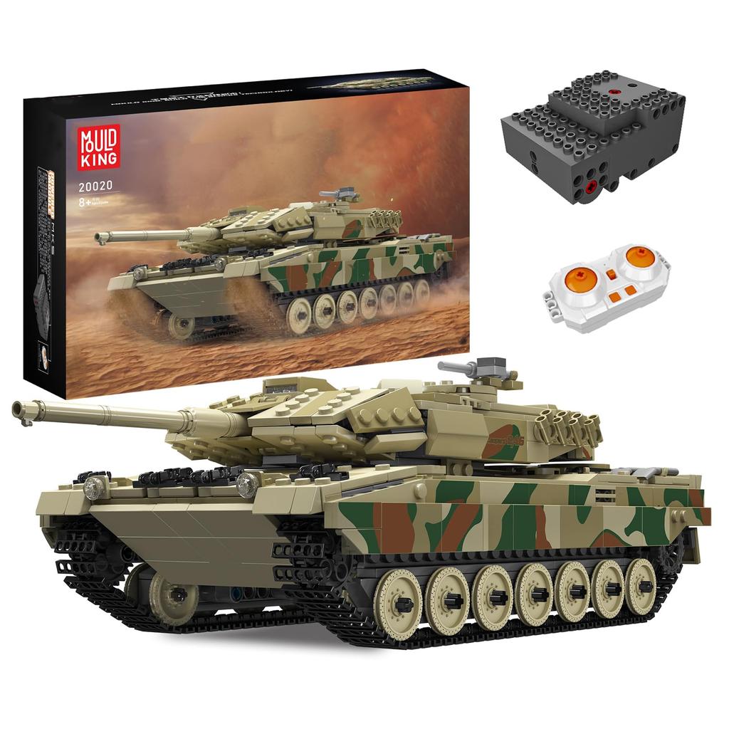 Mold King 20020 High-tech MOC Leopard 2 Tank Building Blocks Toys, набор военных транспортных средств Building Blocks, электрические Building Blocks с пультом дистанционного управления