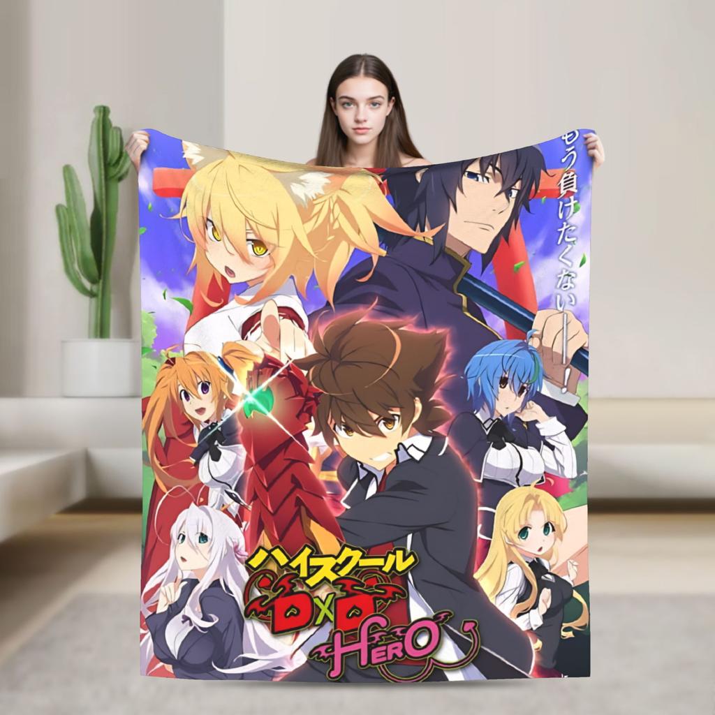 High School DxD Flannel Blanket Anime Super Warm Throw Blanket for Living Room Decorative Funny Bedspread Sofa Bed Cover
