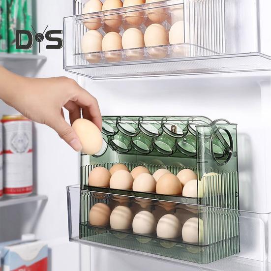 Ящик для хранения яиц с ручкой, большой вместимости, многослойный дизайн, экономящий место, держатель для яиц, органайзер для кухни и холодильника