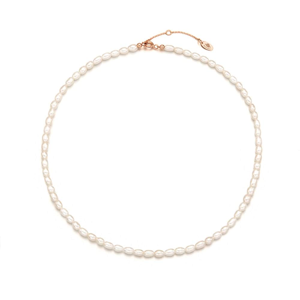 [Rosemont] Silver Freshwater Pearl 4mm Necklace Rc0389