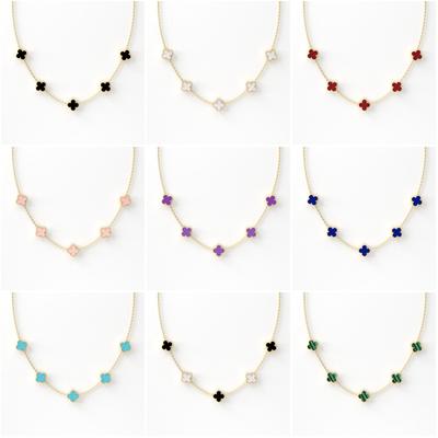 Ожерелье из титановой стали с четырьмя листами клевера, пять цветов, 18 карат, не теряет цвет, милая индивидуальность, популярная маленькая свежая женская цепочка на ключицу