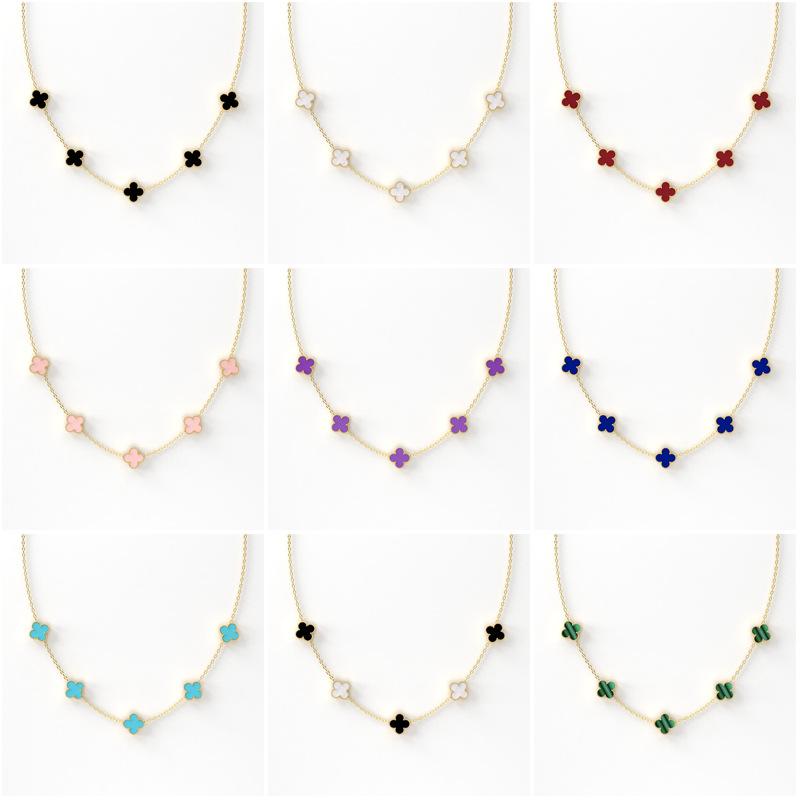 Five Flowers Titanium Steel Four-Leaf Clover Necklace 18K Does Not Lose Colour Sweet Personality Popular Small Fresh Women's Collarbone Chain