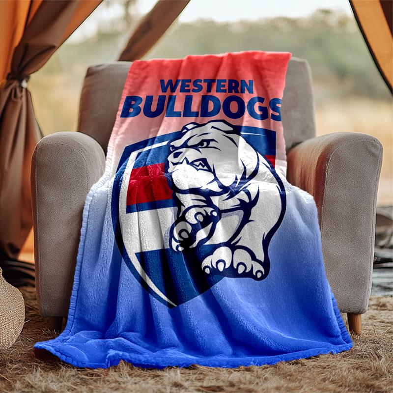 Western Bulldogs Flannel Blanket Soft Warm All-Season Throw, Design for Camping, Car Travel, Hiking Sofa, Bed, Office Perfect Gift for Parties