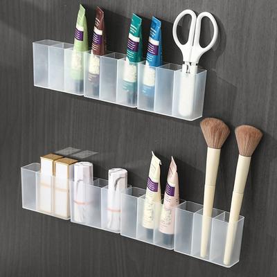 Настенная шкатулка для украшений с 3 сетками, самоклеящаяся коробка для хранения мелочей, органайзер для карандашей для бровей, помады и блеска для губ