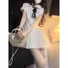 Sweet College Dress Women's Summer Gentle Princess Dress Waist Pleated Short Skirt