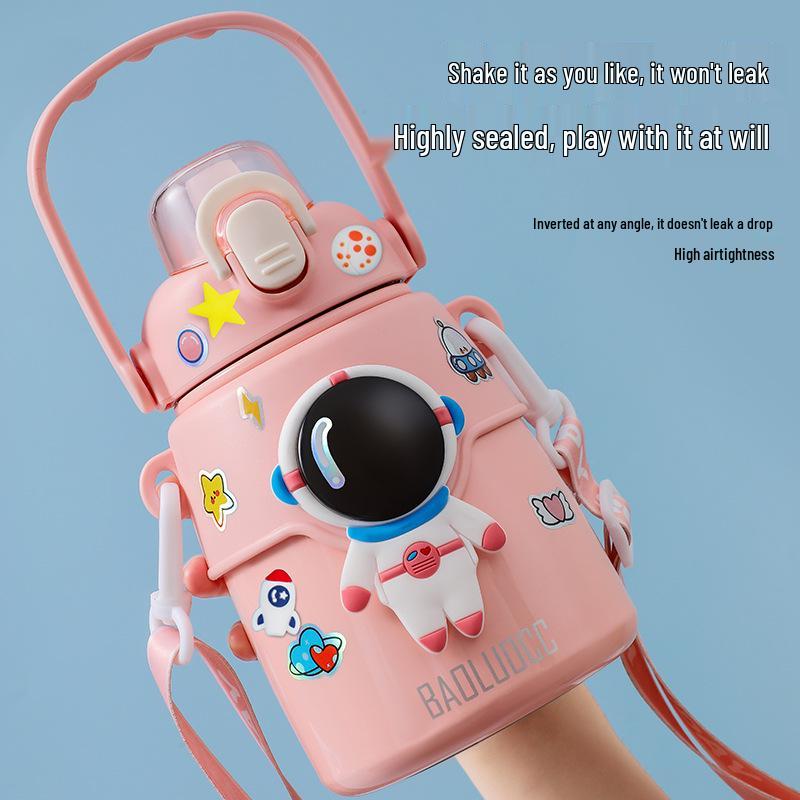 Изолированная бутылка для воды «Астронавт» для детей - Нержавеющая сталь 316, Большая вместимость с соломинкой