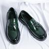 2024 Spring Autumn New Men's Thick Sole Elevated Shoes Trendy Green Loafers Men's Bright Leather Shoes Leisure Business