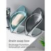 Многофункциональная сливная мыльница со съемным основанием ABS + PS + силикон серый/синий для ванной комнаты и кухни