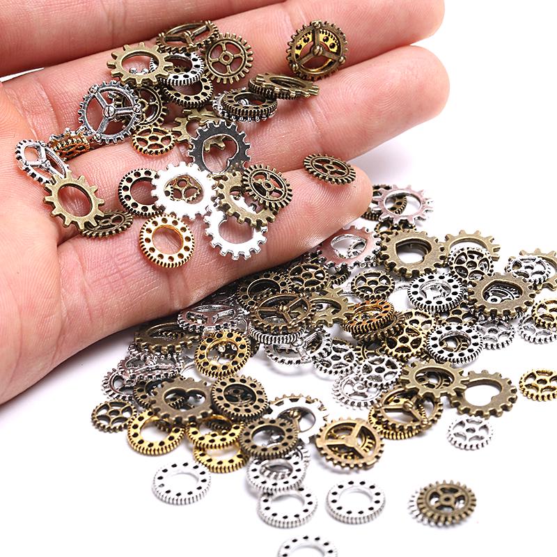100Pcs Antique Steampunk Mini Wheel Gear Charms Pendant Diy Jewelry Making Craft