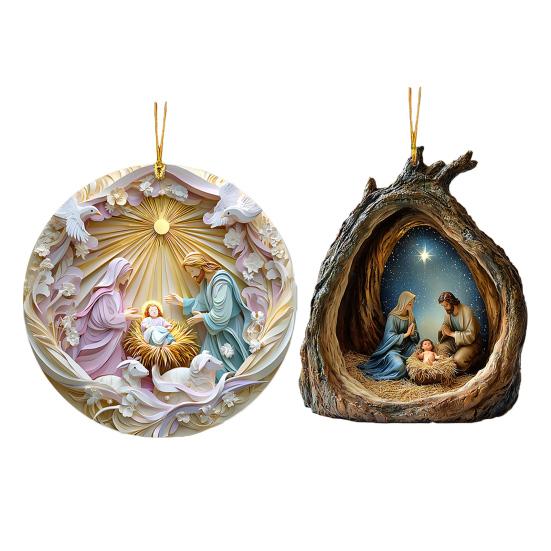 1 шт/2 шт украшения для рождественской сцены рождение Иисуса акриловые подвесные украшения святые религиозные подарки для христианской рождественской елки декор