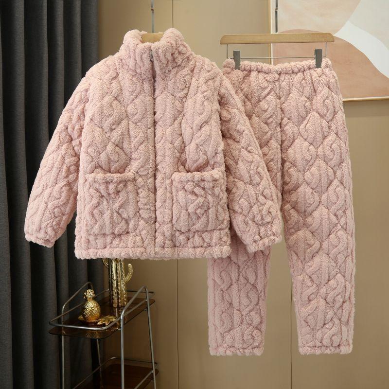 Girls' special home women's cotton thermal cotton clip flange loungewear coral winter thick velvet thickened