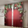 2 Pieces, Christmas Tree Branches, Christmas Ball Curtains -30% Blackout - Suitable for Living Room, Bedroom, Kitchen, Home Deco