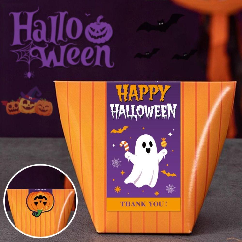 50PCS Cartoon Pumpkin Ghost Long Strip Stickers Multicolor Decorative Packaging Labels  Gift