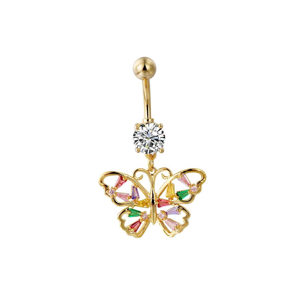 Butterfly Fantasy Zircon Belly Button Ring - Trendy European & American Style