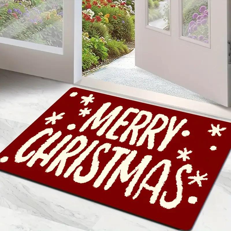 Christmas Minimalist "Merry Christmas" Carpet Home Decor, For Entrance Doors, Bathrooms, Soft, Non-Slip, Water-Absorbent