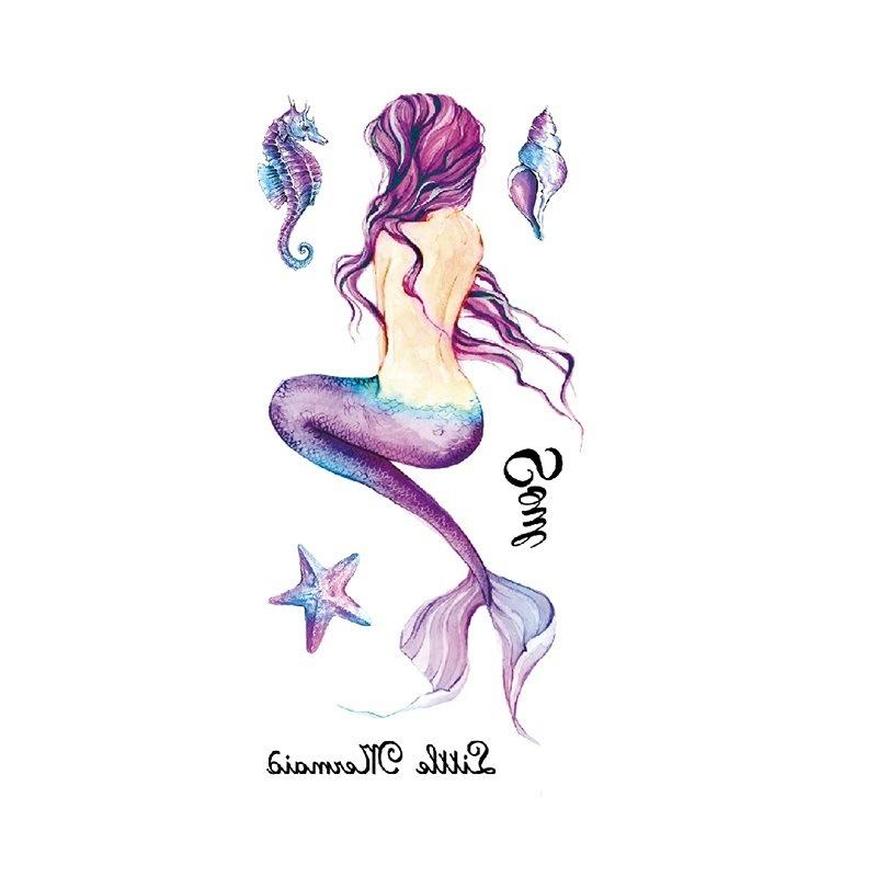 Детская наклейка-татуировка «Русалочка», мультяшная милая принцесса, набор для имитации татуировки на воде