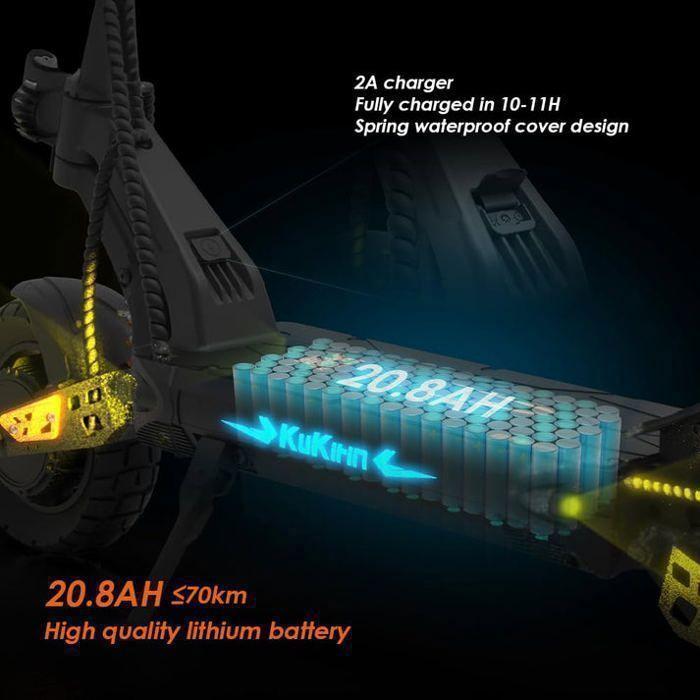 KuKirin G2 Master - Складной электрический самокат - Колеса 10" - 60 км/ч - Двигатель 1000 Вт x 2 - Аккумулятор 52 В 20,8 Ач - Запас хода 70 км