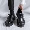 Весна и осень в британском стиле, кожаные туфли на толстом каблуке, черные, толстые, с высокой подошвой, простые, маленькие, мужские кожаные туфли 65221-R