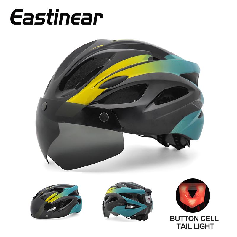 Eastinear Bicycle Helmet Adult Men and Women Outdoor Highway Mountain Biking Helmet With Magnetic Goggles and Shiny Tail Lights