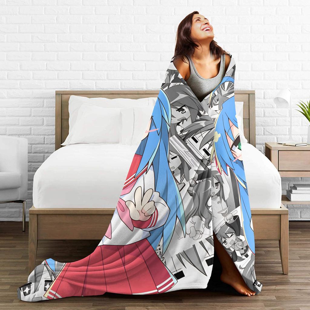 Konata izumi L-Lucky S-Star Plush Blanket Child  Flannel Throw Blanket For Outdoor Super Warm Design Quality Bedspread Gift