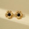 GEMCHIC Women's 18K Gold Plated Stainless Steel Flower Pearl Earrings Set