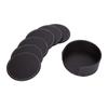 PU Leather Drink Coasters with Holder Set of 6 Coasters for Table Protection Brown Round