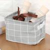 Multifunctional Printed Cotton and Linen Desktop Storage Box with Handle Small Fresh Fabric Storage Basket To Organize Sundries